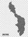 Blank map Bolivar Department of Colombia. High quality map Bolivar with municipalities on transparent background