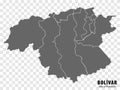 Blank map Bolivar State of Venezuela. High quality map Bolivar State with municipalities