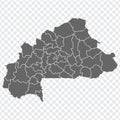Blank map  of Burkina Faso. Provinces of Burkina Faso map. High detailed vector map Burkina Faso on transparent background for you Royalty Free Stock Photo