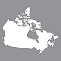 Blank Map of Canada. Blank White similar Canada map isolated on gray background. North american country with shadow.