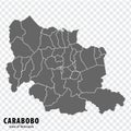 Blank map Carabobo State of Venezuela. High quality map Carabobo State with municipalities