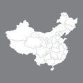 Blank map China. Map of China with the provinces. High quality map of China on gray background. Stock vector Royalty Free Stock Photo