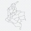 Blank map Colombia. High quality map Colombia with provinces on transparent background for your web site design, logo, app, UI.