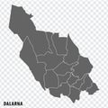 Blank map Dalarna County of Sweden. High quality map Dalarna County on transparent background