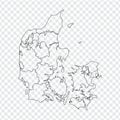 Blank map Denmark . High quality map Kingdom of Denmark with provinces on transparent background for your web site design, logo, a