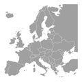 Blank map of Europe. Simplified vector map in grey with white borders on white background Royalty Free Stock Photo