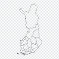 Blank map Finland. High quality map of Finland with provinces on transparent background for your web site design, logo, app, UI.