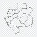 Blank map Gabon. High quality map Gabonese Republic with provinces on transparent background for your web site design, logo, app, Royalty Free Stock Photo