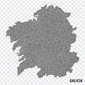 Blank map Galicia of Spain. High quality map Comarcas of Galicia on transparent background