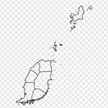 Blank map Grenada. High quality map of Grenada with provinces on transparent background for your web site design, logo, app, UI.