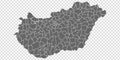 Blank map Hungary. Districts of Hungary map. High detailed gray vector map of Hungary on transparent background for your web site Royalty Free Stock Photo