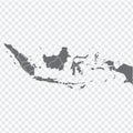 Blank map Indonesia. High quality map Indonesia with provinces on transparent background for your web site design, logo, app, UI.