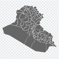 Blank map of Iraq. Districts of Iraq map. High detailed vector map Republic of Iraq