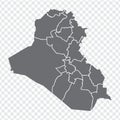 Blank map of Iraq. High quality map Republic of Iraq with provinces on transparent background for your web site design, logo, app,
