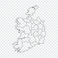 Blank map Ireland. High quality map Ireland with provinces on transparent background for your web site design, logo, app, UI.