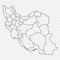 Blank map of Islamic Republic of Iran. High quality map of Iran with provinces on transparent background for your web site design