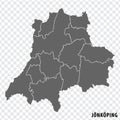 Blank map Jonkoping County of Sweden. High quality map Scania County on transparent background for your web site design, logo, a