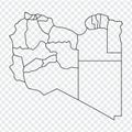 Blank map of Libya. High quality map State of Libya with provinces on transparent background for your web site design, logo, app,