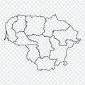 Blank map of Lithuania. High quality map Republic of Lithuania with provinces on transparent background for your web site design,