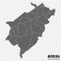 Blank map Merida State of Venezuela. High quality map Merida State with municipalities on transparent background