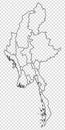 Blank map of Myanmar. High quality map Republic of Myanmar Union with provinces on transparent background for your web site design