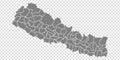 Blank map of Nepal. Districts of Nepal map. High detailed vector map Republic of Nepal on transparent background for your web si