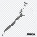 Blank map Palawan of Philippines. High quality map Province of Palawan with districts on transparent background