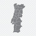 Blank map Portugal. High quality map Portugal with provinces on transparent background for your web site design, logo, app, UI