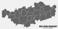 Blank map Province Walloon Brabant of Belgium. High quality map Walloon Brabant with municipalities
