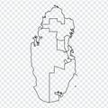 Blank map of Qatar. High quality map State of Qatar with provinces on transparent background for your web site design, logo, app,