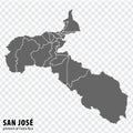 Blank map San Jose Province of Costa Rica. High quality map San Jose with municipalities Royalty Free Stock Photo