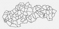 Blank map Slovakia. Districts of Slovak Republic map. High detailed vector map Slovakia on transparent background for your web sit