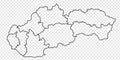 Blank map Slovakia. High quality map of Slovak Republic on transparent background. Map of Slovakia with the provinces