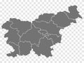 Blank map of Slovenia . Departments and regions of Slovenia map. High detailed gray vector map of Republic of Slovenia on transpa