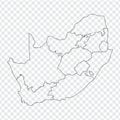 Blank map South Africa. High quality map of South Africa with the provinces on transparent background.