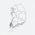 Blank map South Korea. High quality map of South Korea with the provinces on transparent background for your web site design, lo Royalty Free Stock Photo