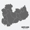 Blank map South Savo Region of Finland. High quality map South Savo on transparent background