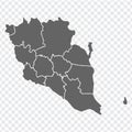 Blank map State Pahang of Malaysia. High quality map Pahang with municipalities on transparent background for your web site design