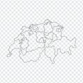 Blank map Switzerland. High quality map Switzerland with provinces on transparent background for your web site design, logo, app, Royalty Free Stock Photo