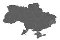 Blank map of Ukraine with regions, administrative divisions and territories claimed by Russia