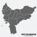 Blank map West Kalimantan province of Indonesia. High quality map West Kalimantan with municipalities