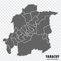 Blank map Yaracuy State of Venezuela. High quality map Yaracuy State with municipalities on transparent background