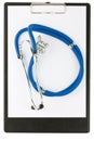 Blank medical clipboard with stethoscope