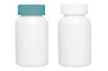 Blank medicine bottles with teal cap and white cap for capsules, vitamin or pills Royalty Free Stock Photo