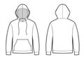 Blank Men's and Women's hoodies in front, back views. Kangaroo pocket on front