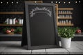 Blank Menu Chalkboard Mockup Outside Of Store Restaurant Or Coffee Shop - Generative AI Royalty Free Stock Photo