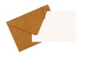 Blank message card or invitation with brown manila envelope Royalty Free Stock Photo