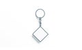 Blank metal rhombus white key chain mock up top view