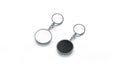 Blank metal round black and white key chain mock up