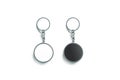 Blank metal round black and white key chain mock up